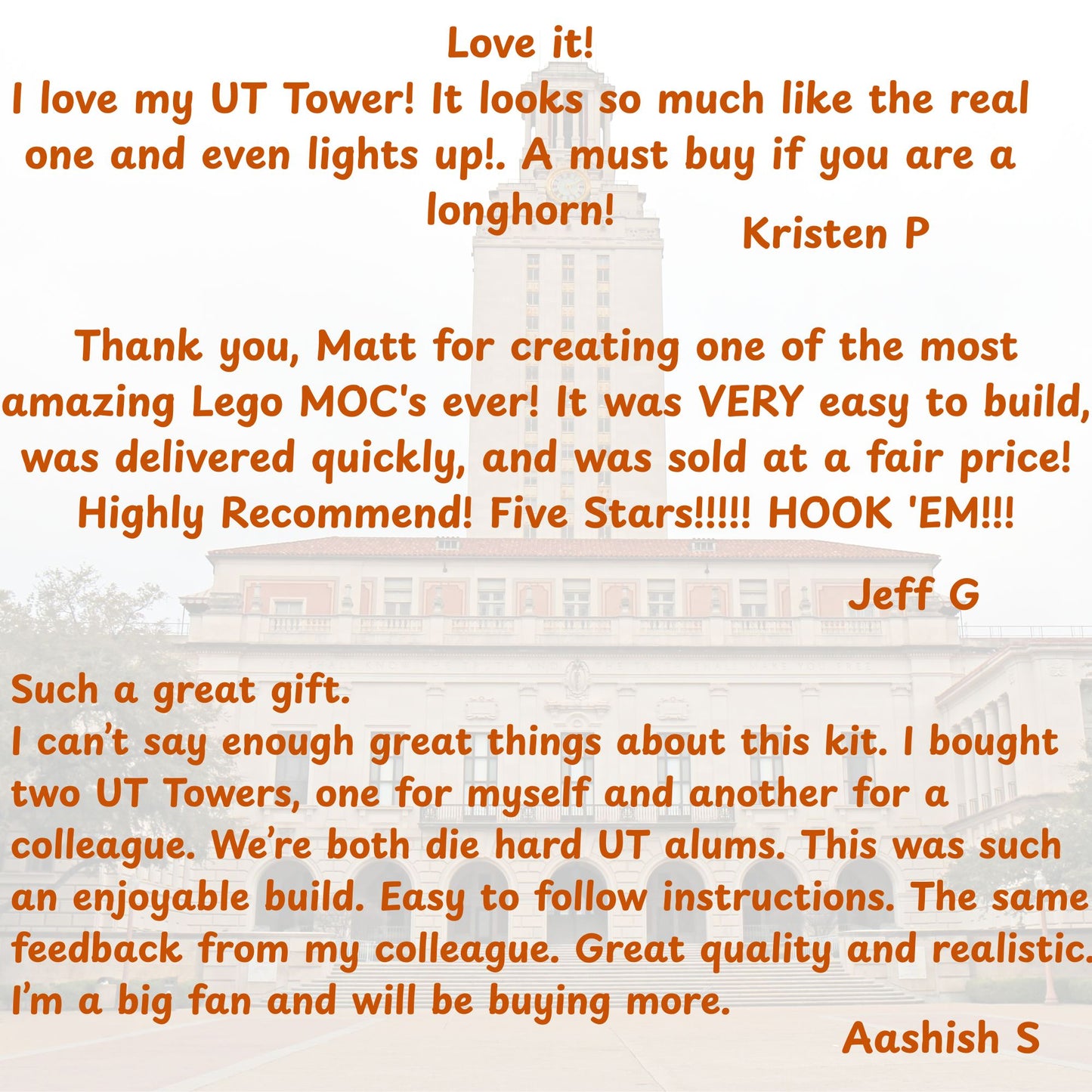 University of Texas UT Tower Mini Replica Model Building Set- with LED Light Brick