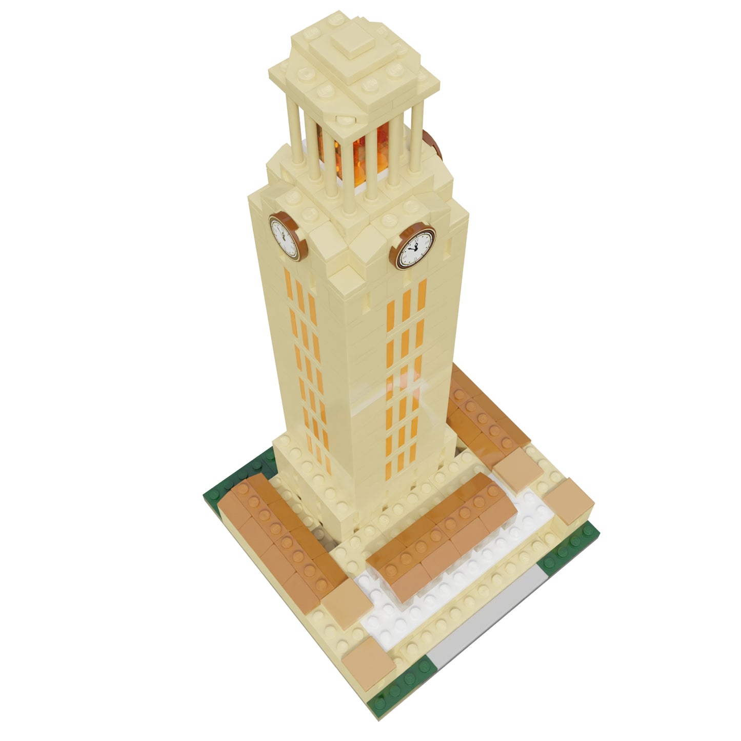 University of Texas UT Tower Mini Replica Model Building Set- with LED Light Brick